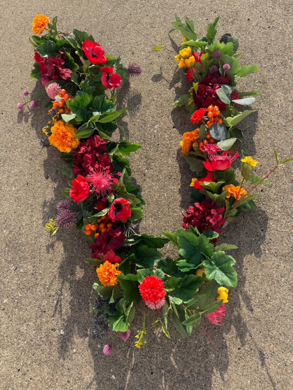 Frontgate Floral Garland - Vibrant Red, Orange, Yellow - NWT